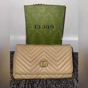 💕Fashion Beige Chevron Crossbody Bag/ wallet 💕